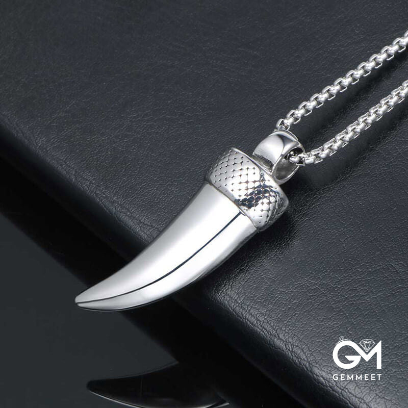 Simple Titanium Steel Beast Tooth Necklace