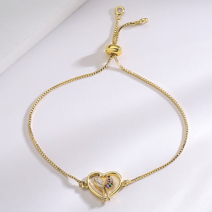 Color Stone Heart & Butterfly Bracelet