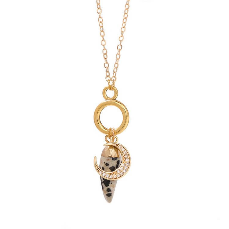 Bullet Crystal Zircon Moon Pendant Necklace