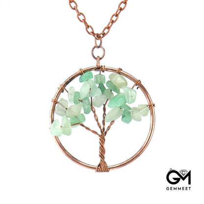 Ancient Red Copper Crystal Tree of Life Necklace