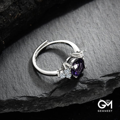 "The Soothing Presence" - Amethyst with Zircon Ring