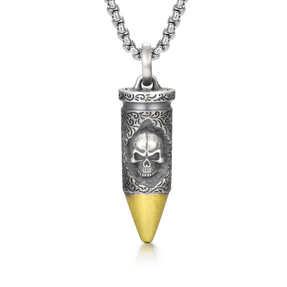 Golden Skull Bullet Sterling Silver Pendants