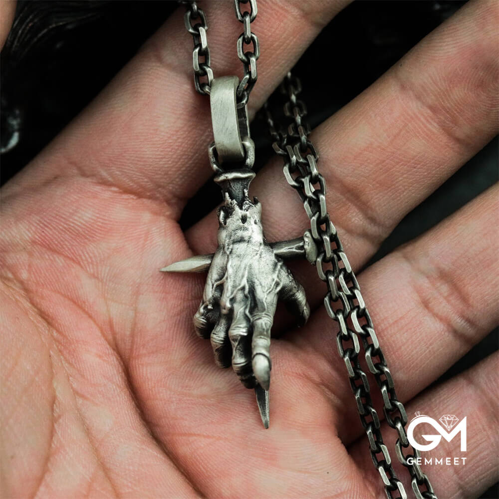 Devil's Hand Nails Cross Pendant Necklace