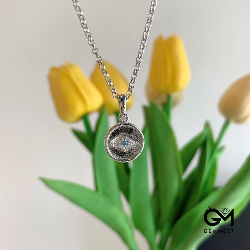 S925 Sterling Silver Star and Moon Round Necklace