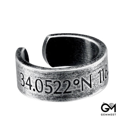 Titanium Steel Horizon Latitude and Longitude Ring