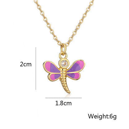 Cute Colorful Dragonfly Pendant Necklace