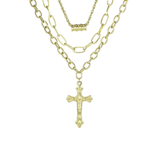 Multi-layer Sweater Chain Cross Pendant