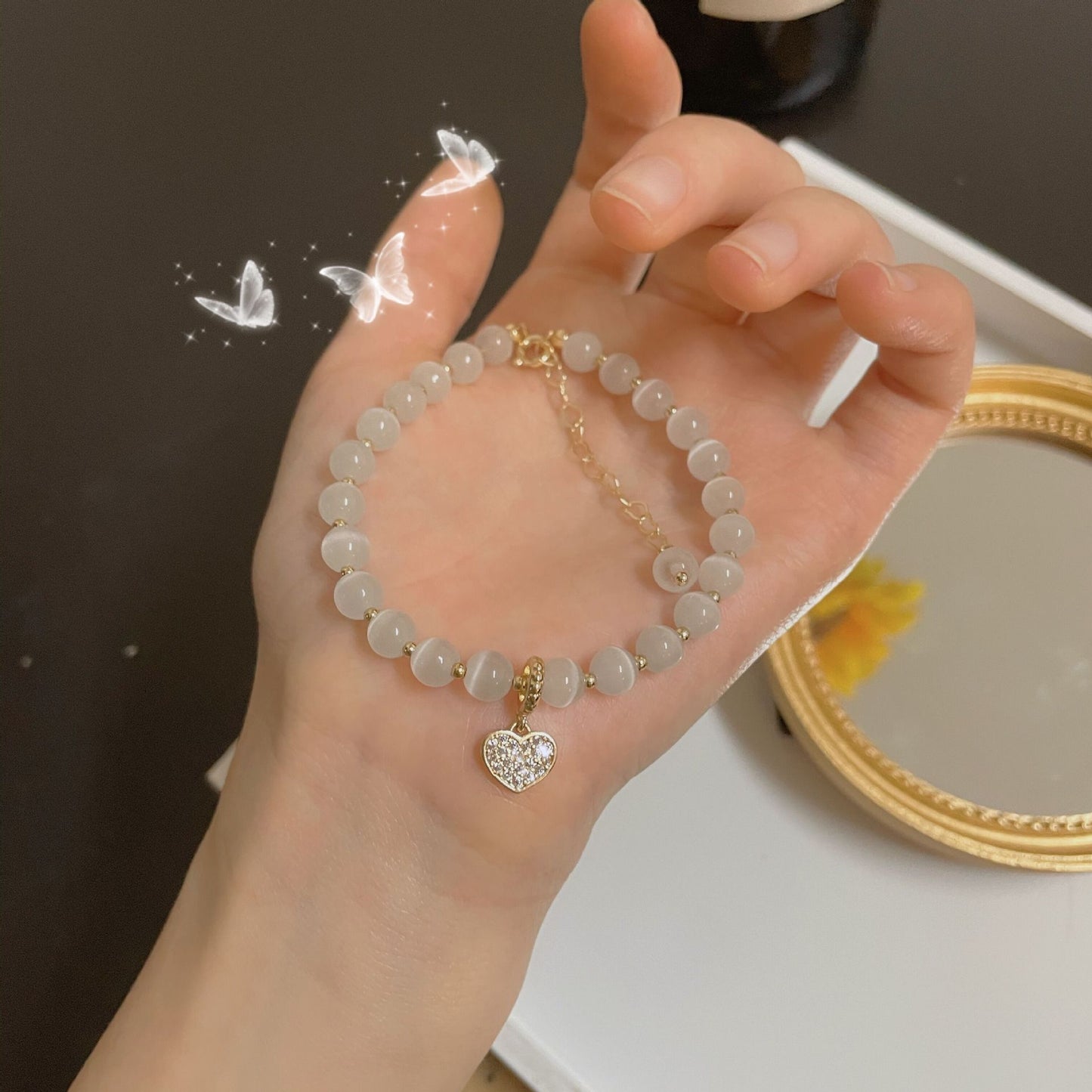 Simple Love Cat's Eye Stone Bracelet