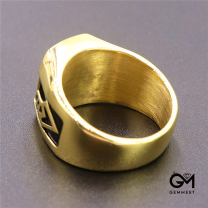 Vintage Stainless Steel Square AG Masonic Ring