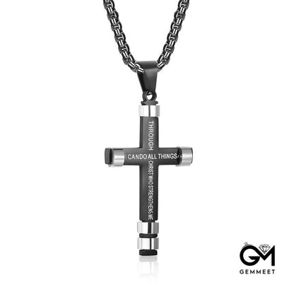 "I CAN DO ALL THINGS" Men's Strength Cross Necklace