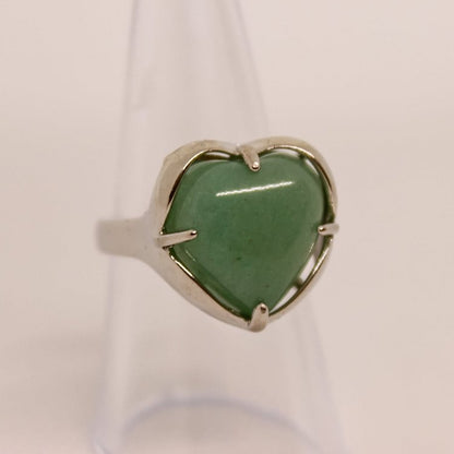 Natural Stone Crystal Heart Ring