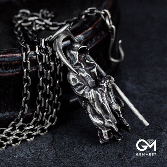 Dark Gothic Punk Death Scythe Pendant Necklace