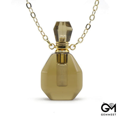 Tea Crystal Wishing Bottle Pendant Necklace