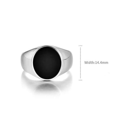 Fashion Men's Black Onyx Round Chain Ring