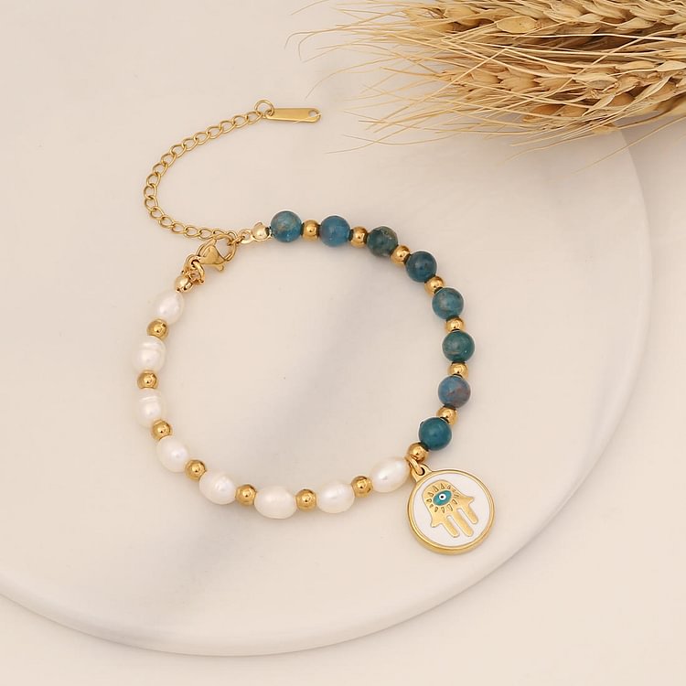 Natural Stone Evil Eye Hamsa Earring Bracelet Necklace