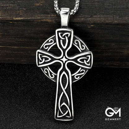 Vintage Viking Celtic Knot Cross Necklace