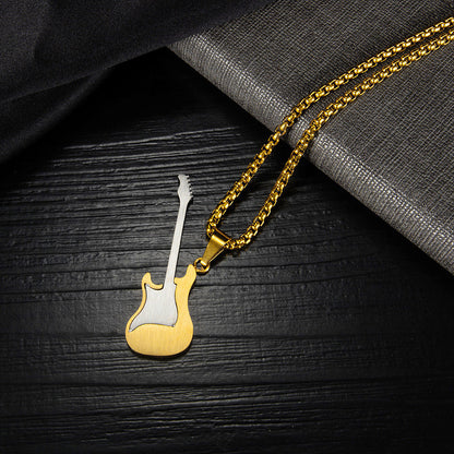 Titanium Steel Electric Guitar Pendant Chain Necklace