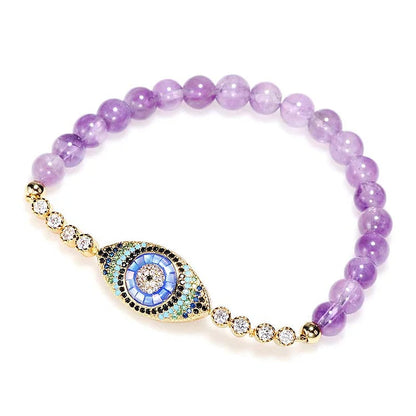 Amethyst Evil Eye Symbol Healing Bracelet