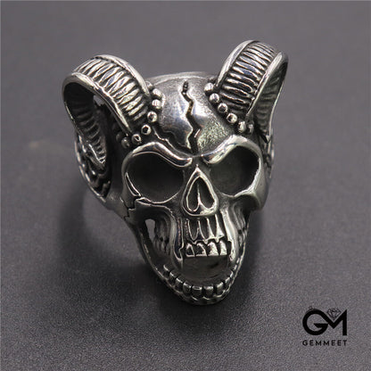 Beauty and The Beast Skull Horn Titanium Steel Ring