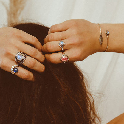 Preorder: Drip Shape Teardrop Rhodochrosite Ring