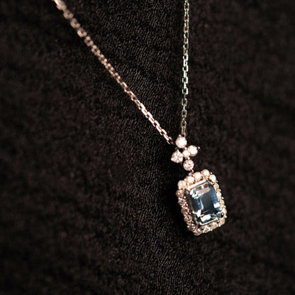 s925 Silver Blue Topaz Zircon Necklace