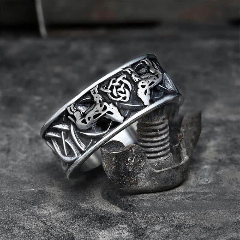 Fenris-wolf Stainless Steel Viking Ring