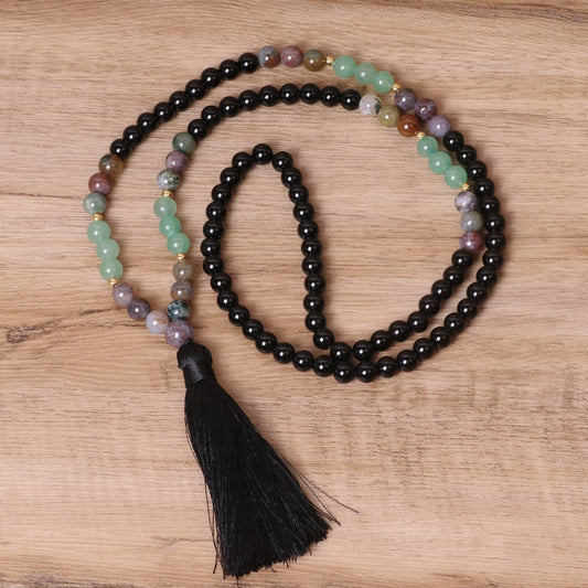 Bohemian colorful stone fringe necklace