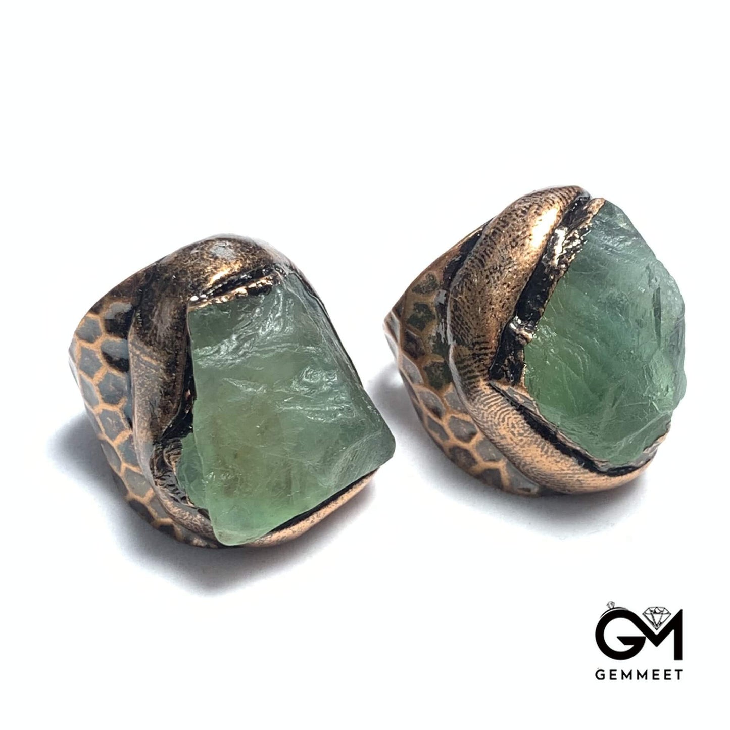 Green Fluorite Plated Bronze Serpentine Open Ring