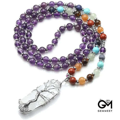 Amethyst Crystal Chakra Mala