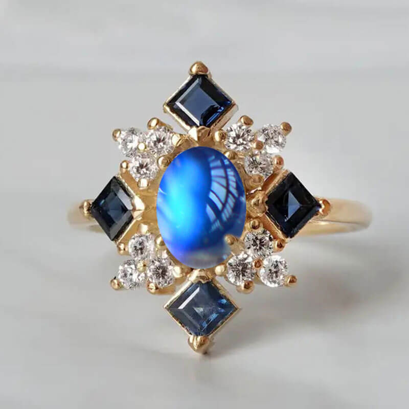 Gold Princess Moonstone Full Stones Ring