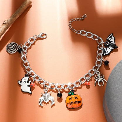 Halloween Funny Cartoon Cute Pumpkin Ghost Skull Pendant Bracelet For Women