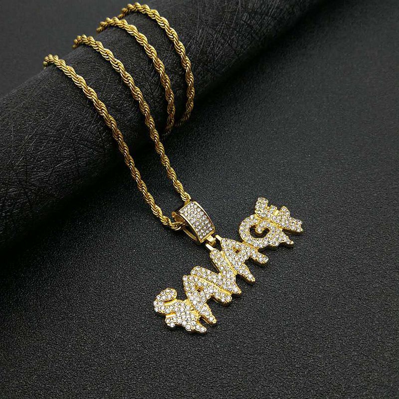 Hip Hop Jewelry Gold Plated Zirconia SAVAGF Barbarian Pendant