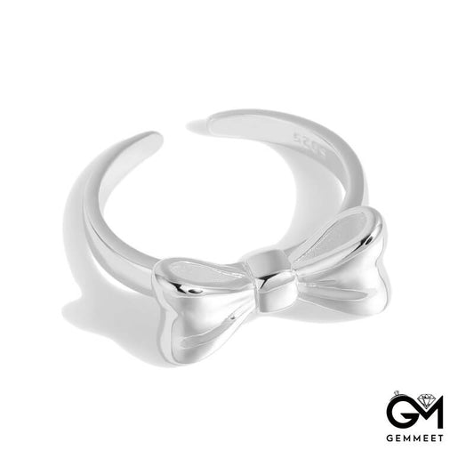 925 Sterling Silver Bow Open Ring