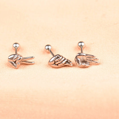 Peace & Love Trendy Gesture Stud Earrings