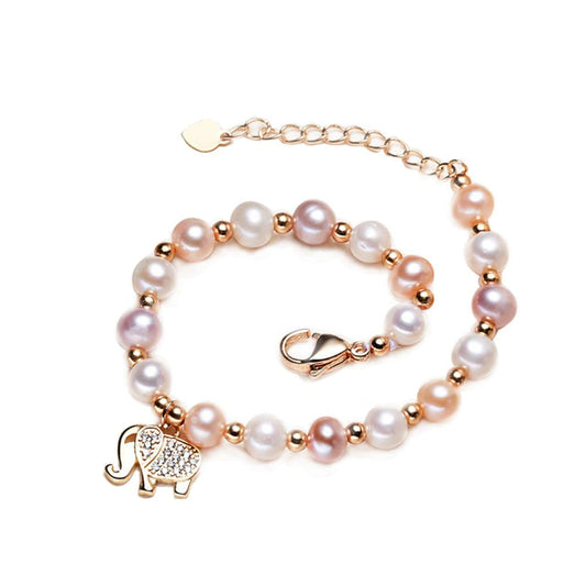 Freshwater Pearls 14K Gold Filled Elephant Women Bracelet