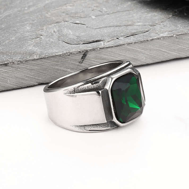 Men's Octagonal Gemstone Signet Ring