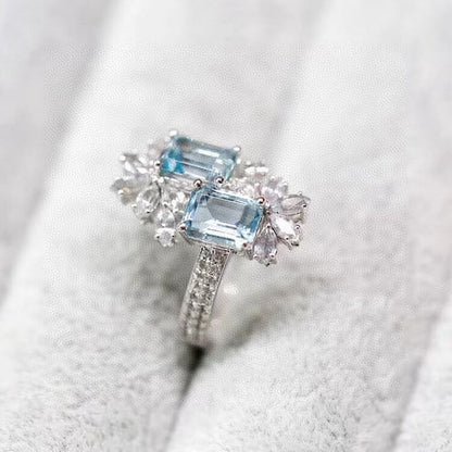 "Aqua Allure" Aquamarine Snowflake Ring