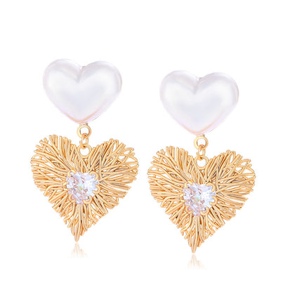 Women's Heart Shaped Imitation Pearl Earrings