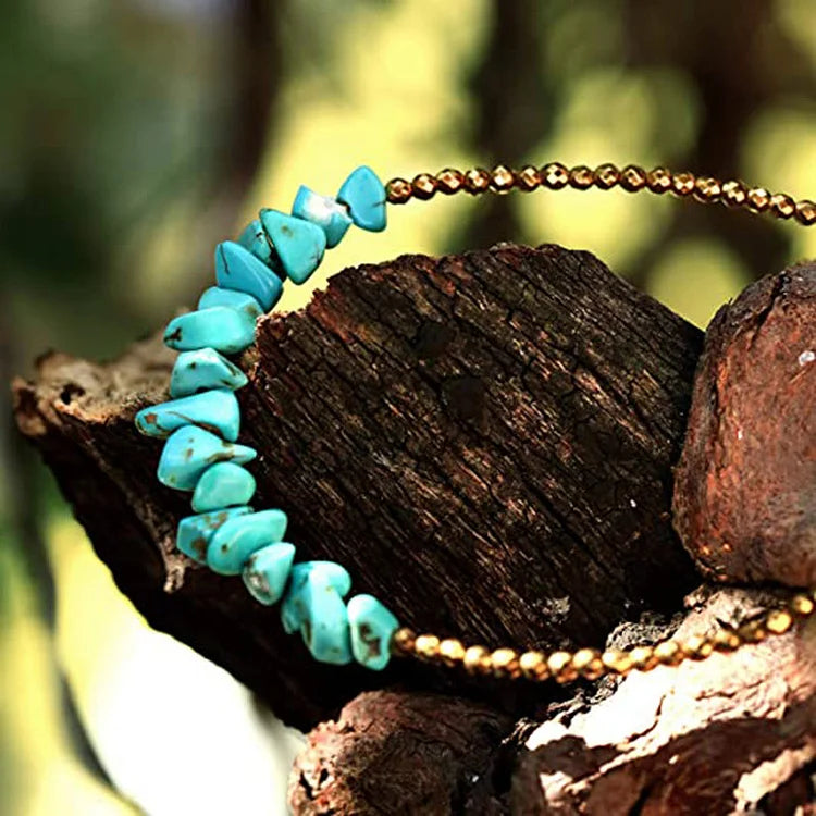 Gold Chain Turquoise Beaded Bracelet