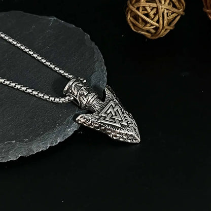 Viking Mythology Viking Rune Arrow Stainless Steel Pendant Necklace