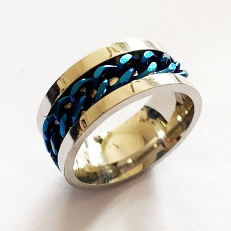 Minimalism Colored Iron Chain Rotatable Ring