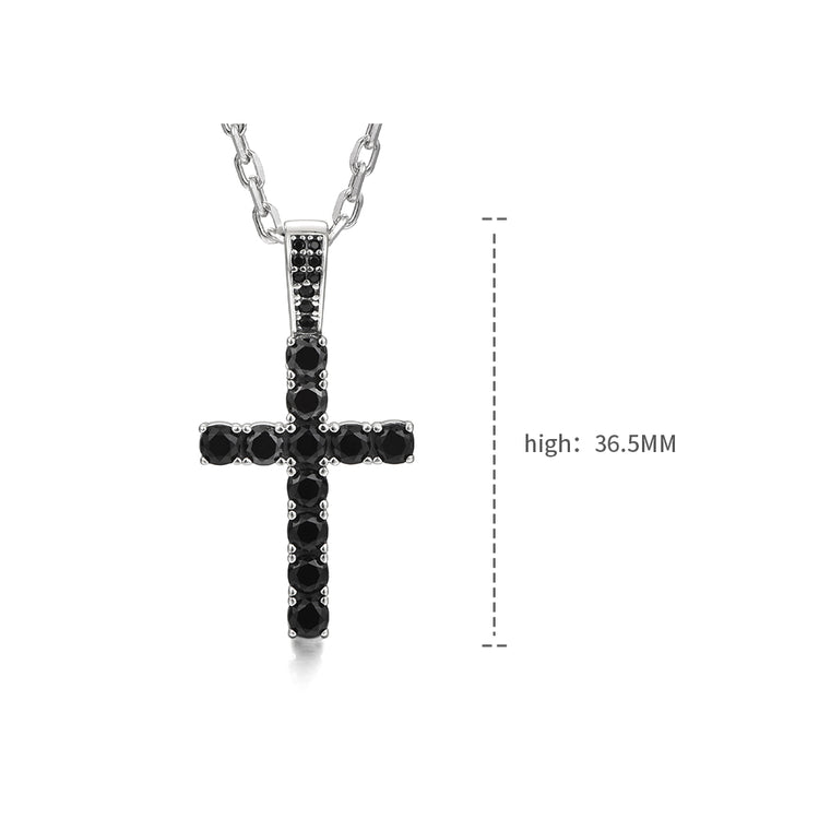 Sterling Silver Cross Zircon Pendants Necklace