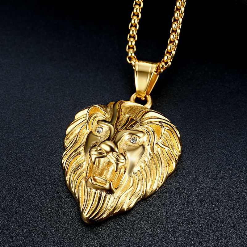 HIPHOP Jewelry Gold-plated Zircon Lion Head Pendant