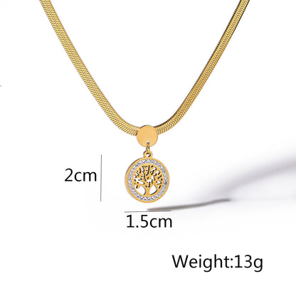 Hollow Life of Tree Halo Pendants Style Chain Necklace