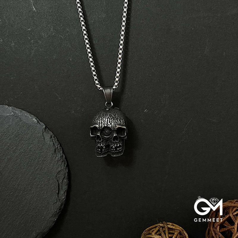 Double-sided One-eyed Ghost Skull Pendant