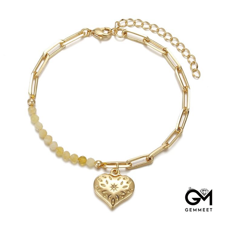 Stone Geometric Pendant 18k Bracelet