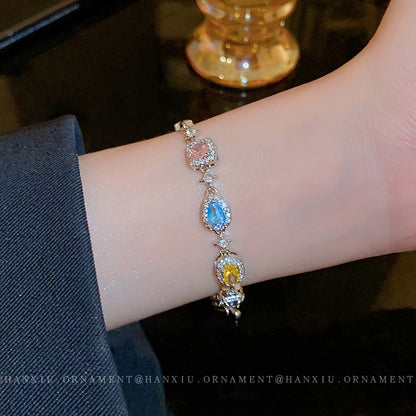 Zircon Macaron Square Oval Bracelet