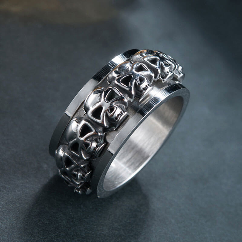 Release Stress Cool Skull Turnable Ring