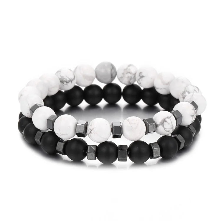 Lava Stone Mens Stretch Set Bracelet