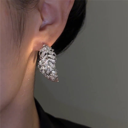 Zircon Leaf Temperament Sweet Earrings